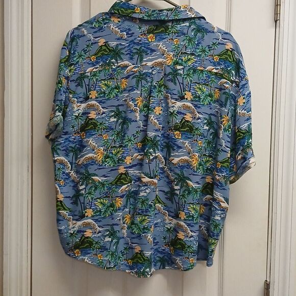 Wild Fable Tropical Blue Hawaiian Button Down Blouse Multi, Size M WOMEN - Picture 7 of 8